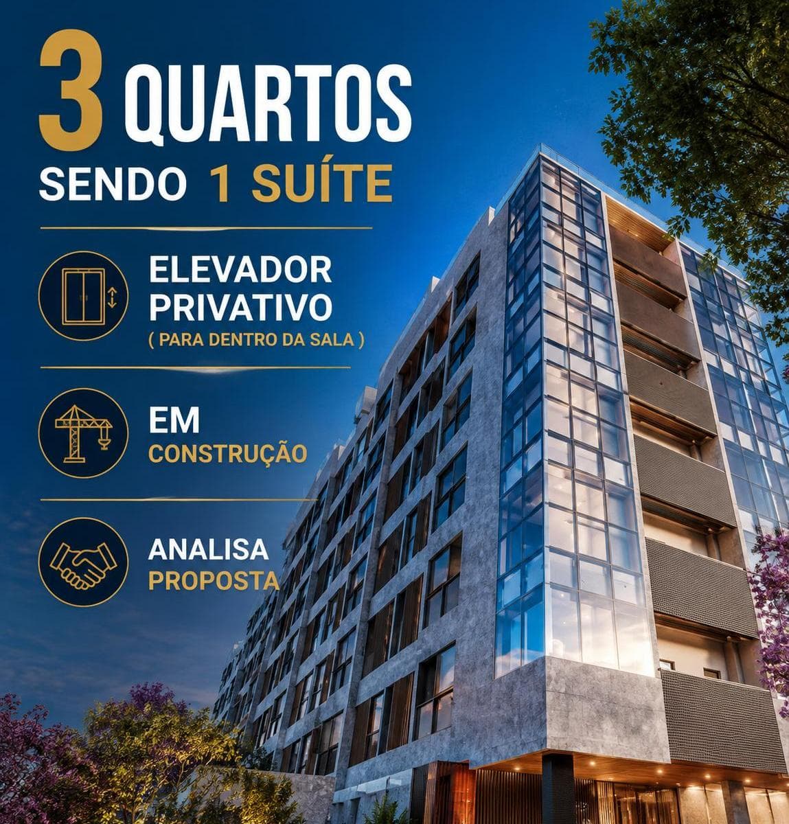 Vazado 3 quartos com elevador privativo - SQN 109