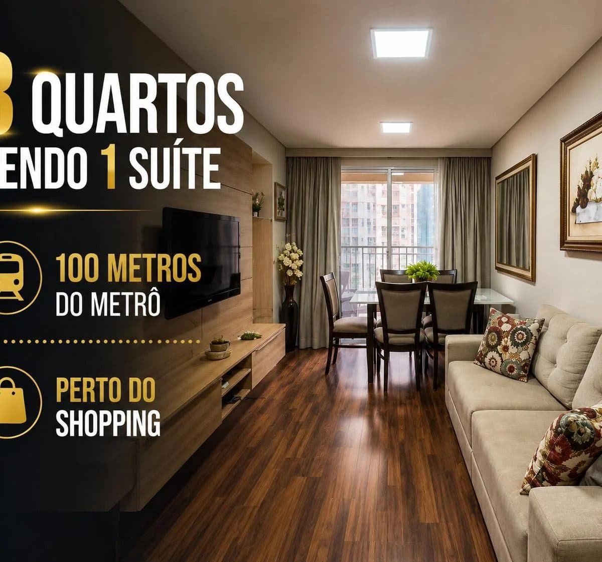 Apartamento 3 quartos com suíte a 100m do metrô - Residencial Castro Alves